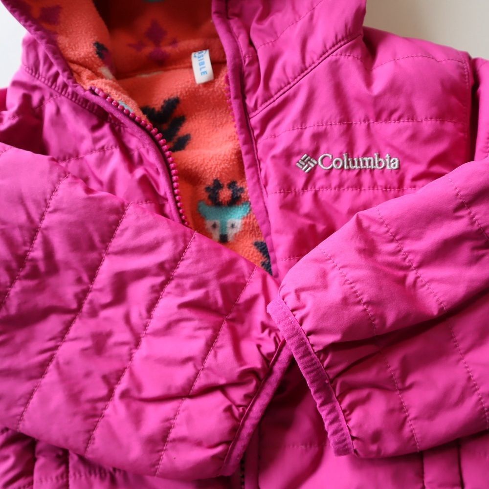 Columbia Toddler Double Trouble Jacket 2t  Wild Fuchsia/Blush Pink Woodlands - Picture 3 of 8